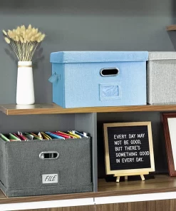 Home & Garden, Home Decor, 2020 Hot Sale Space  Saving Blue Color  Polyester Linen Foldable Storage  Bin Box  Decoration  Storage  Box For Desk