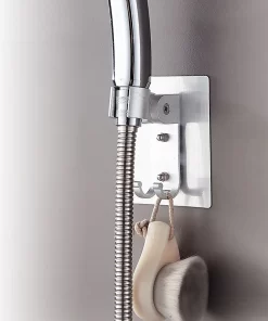 Bathroom, Home Decor, Adjustable Chrome Space Aluminum No Drilling Shower Head Bracket Wall Holder