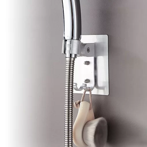 Bathroom, Home Decor, Adjustable Chrome Space Aluminum No Drilling Shower Head Bracket Wall Holder