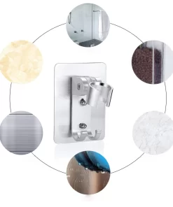 Bathroom, Home Decor, Adjustable Chrome Space Aluminum No Drilling Shower Head Bracket Wall Holder