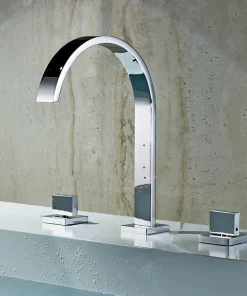 Bathroom, Home Decor, All Copper European-style Split Double-handle Dual Control Three Hole Basin Faucet Hot And Cold Wash Bathroom Faucet