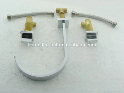 Bathroom, Home Decor, All Copper European-style Split Double-handle Dual Control Three Hole Basin Faucet Hot And Cold Wash Bathroom Faucet