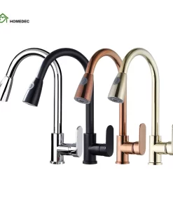 Bathroom, Home Decor, American Style Stainless Steel Pull Out Sprayer Kitchen Water Taps High Arc Kitchen Sink Faucet