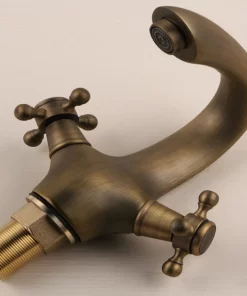 Bathroom, Home Decor, Antique Artistic Basin Mixer Faucet Brass Faucets With Dual Handle