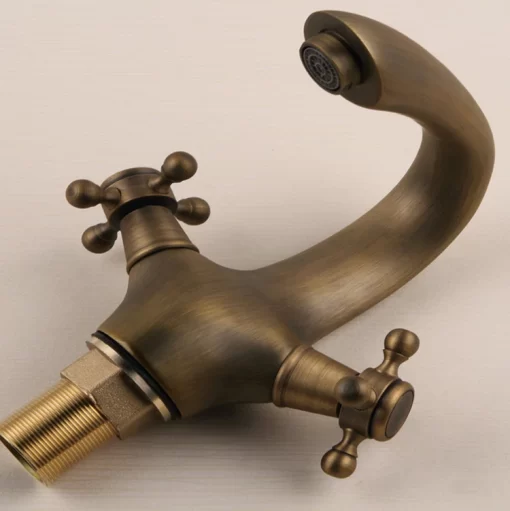 Bathroom, Home Decor, Antique Artistic Basin Mixer Faucet Brass Faucets With Dual Handle
