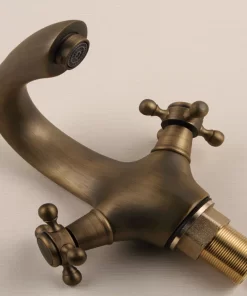 Bathroom, Home Decor, Antique Artistic Basin Mixer Faucet Brass Faucets With Dual Handle