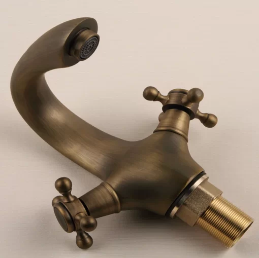 Bathroom, Home Decor, Antique Artistic Basin Mixer Faucet Brass Faucets With Dual Handle