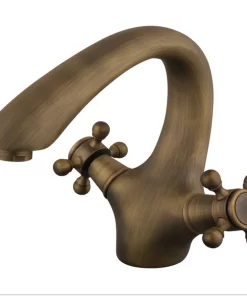 Bathroom, Home Decor, Antique Artistic Basin Mixer Faucet Brass Faucets With Dual Handle