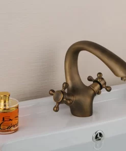 Bathroom, Home Decor, Antique Artistic Basin Mixer Faucet Brass Faucets With Dual Handle