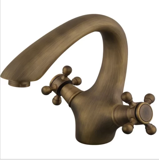 Bathroom, Home Decor, Antique Artistic Basin Mixer Faucet Brass Faucets With Dual Handle