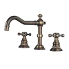 Bathroom, Home Decor, Antique Brass 3 Holes Dual Handled Bathroom Vessel Sink Faucets