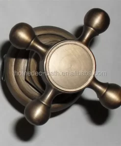 Bathroom, Home Decor, Antique Brass 3 Holes Dual Handled Bathroom Vessel Sink Faucets