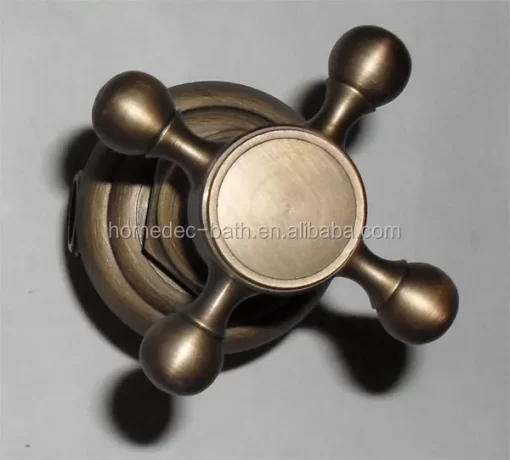 Bathroom, Home Decor, Antique Brass 3 Holes Dual Handled Bathroom Vessel Sink Faucets
