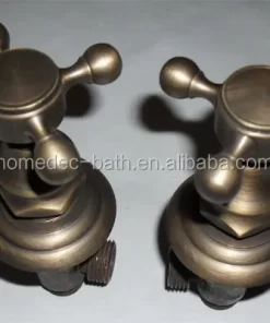 Bathroom, Home Decor, Antique Brass 3 Holes Dual Handled Bathroom Vessel Sink Faucets