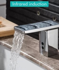 Bathroom, Home Decor, Automatic Motion Sensor Touchless Bathroom Faucet Activated Sink Water Tap Electronic Infared Hands Free Sink Basin Faucet