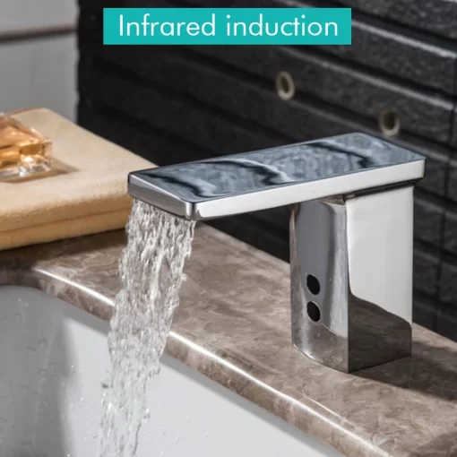 Bathroom, Home Decor, Automatic Motion Sensor Touchless Bathroom Faucet Activated Sink Water Tap Electronic Infared Hands Free Sink Basin Faucet