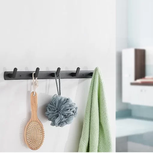 Bathroom, Home Decor, Bathroom Accessories Black Space Aluminum Alloy Wall Mounted Towel Robe Hook Lavatory Towel Hanger Coat Hooks