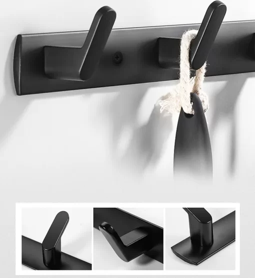Bathroom, Home Decor, Bathroom Accessories Black Space Aluminum Alloy Wall Mounted Towel Robe Hook Lavatory Towel Hanger Coat Hooks