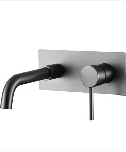 Bathroom, Home Decor, Bathroom Black Brass In Wall Mounted Single Lever Basin Faucet Bathtub Mixer Water Taps