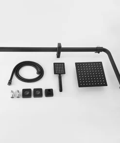 Bathroom, Home Decor, Bathroom Black Stainless Steel 304 Shower Sets Hot Cold Shower Mixer In Wall Rain Concealed Shower Set