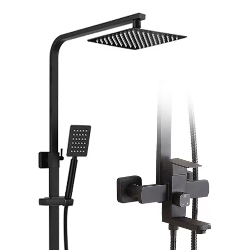 Bathroom, Home Decor, Bathroom Black Stainless Steel 304 Shower Sets Hot Cold Shower Mixer In Wall Rain Concealed Shower Set