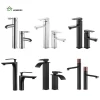 Bathroom, Home Decor, Bathroom Brushed Nickle Black Golden Tall High Sus Stainless Steel 304 Basin Faucet Taps