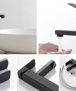 Bathroom, Home Decor, Bathroom Brushed Nickle Black Golden Tall High Sus Stainless Steel 304 Basin Faucet Taps