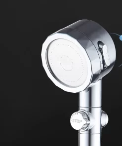 Bathroom, Home Decor, Bathroom Chrome Turbo Fan Handheld Shower Head 3 Setting Functions Hand Shower With Pp Filter And Shower Hose