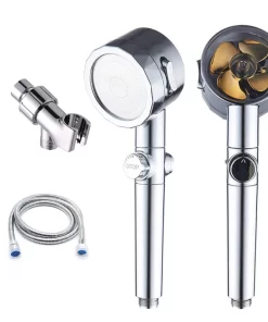 Bathroom, Home Decor, Bathroom Chrome Turbo Fan Handheld Shower Head 3 Setting Functions Hand Shower With Pp Filter And Shower Hose