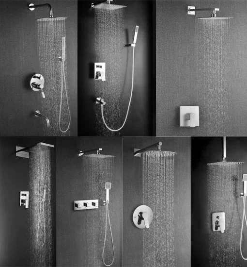 Bathroom, Home Decor, Bathroom Concealed Wall Mounted Stainless Steel Chrome Rainfall Shower Set With 10 Inches Square Shower Head