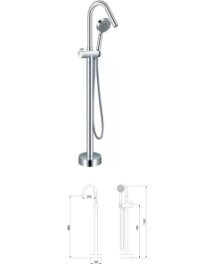 Bathroom, Home Decor, Bathroom Solid Brass Freestanding Roman Tub Filler Floor Standing Bathtub Faucet