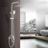 Bathroom, Home Decor, Bathroom Stainless Steel Brass Chrome Wall Mount Faucet Rain Shower Column Mixer Set