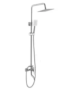 Bathroom, Home Decor, Bathroom Stainless Steel Brass Chrome Wall Mount Faucet Rain Shower Column Mixer Set