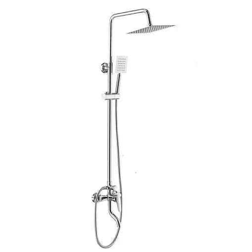 Bathroom, Home Decor, Bathroom Stainless Steel Brass Chrome Wall Mount Faucet Rain Shower Column Mixer Set
