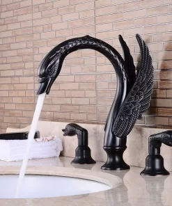 Bathroom, Home Decor, Bathroom Swan Orb Black Brass Basin Sink Faucet  Mixer Tap