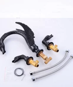 Bathroom, Home Decor, Bathroom Swan Orb Black Brass Basin Sink Faucet  Mixer Tap