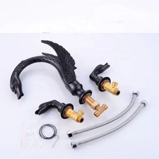 Bathroom, Home Decor, Bathroom Swan Orb Black Brass Basin Sink Faucet  Mixer Tap