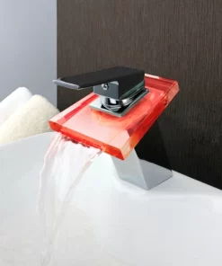 Bathroom, Home Decor, Bathroom Waterfall Color Changing Led Basin Faucet