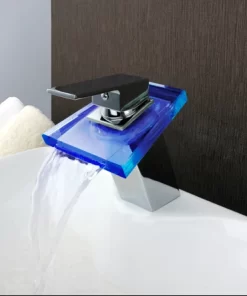Bathroom, Home Decor, Bathroom Waterfall Color Changing Led Basin Faucet
