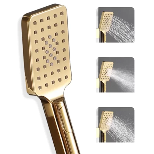 Bathroom, Home Decor, Bathroom White Gold Brass Hot Cold Water Mixer Concealed In-wall Shower Faucet Watermark Rain Shower Mixer Set