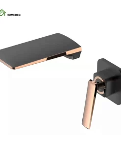 Bathroom, Home Decor, Beautiful Design Hot Cold Water Wall Mounted Brsss Bathroom Sinks Black Rose Gold Taps Basin Faucet