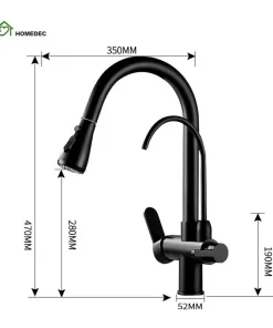 Bathroom, Home Decor, Black 3 Three Way Filtered Drinking Mixer Tap Kitchen Faucet With Chrome Plated Shower Water Filter Purifier