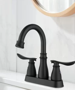 Bathroom, Home Decor, Black Bathroom Faucet 3 Hole Matte Black Bathroom Faucet 4 Inch 2 Handle Centerset Black Faucet Bathroom