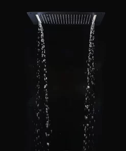 Bathroom, Home Decor, Black Ceiling Mounted Thermostatic Mixer Bathroom Shower Set Bathroom Rainfall Shower System  Body Jets