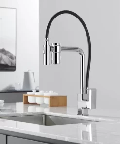 Bathroom, Home Decor, Black Filter Kitchen Faucet Pull Down Sprayer Water Filter Hot Cold Kitchen Sink Taps