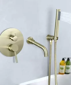 Bathroom, Home Decor, Black Gold 3 Holes Hot Selling Bathtub Faucet Concealed In-wall Shower Faucet Hot And Cold Mixer Tap