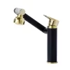 Bathroom, Home Decor, Black Gold Adjustable Rotatable Bathroom Hot And Cool Water Tap Basin Faucet