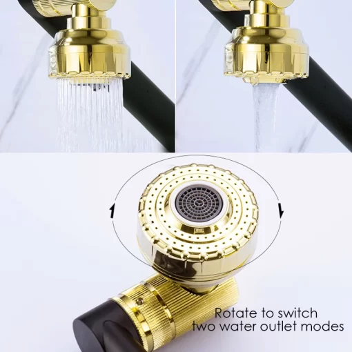 Bathroom, Home Decor, Black Gold Adjustable Rotatable Bathroom Hot And Cool Water Tap Basin Faucet