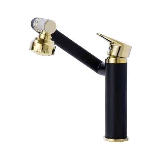Bathroom, Home Decor, Black Gold Adjustable Rotatable Bathroom Hot And Cool Water Tap Basin Faucet