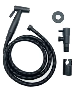 Bathroom, Home Decor, Black Hand Held Bidet Sprayer Bidet Angle Valve Set Muslim Portable Shattaf Set